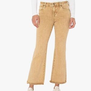 NWT Liverpool Hannah Crop Flare Jeans in Mineral Gold Size 12